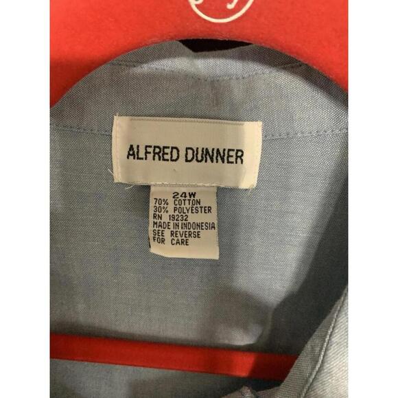 Vintage Alfred Dunner Blue Chambray Floral Embroidered Button Up Top Sz 24W - Picture 5 of 7